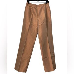 Kasper Career 100% Silk Dress Pants Women 10 Straight Leg Metallic Trousers